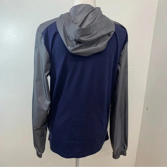 Under Armour Windbreaker Woman Small  Loose  1/4 Zip Hood Long Sleeve Blue Gray - Picture 9 of 11